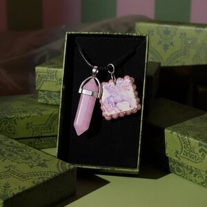 Pink Pendant Necklace with Pegasus Charm